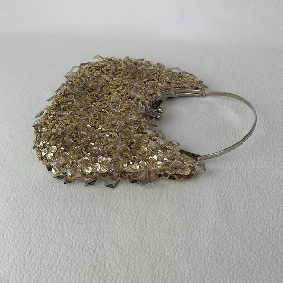 Prezzo Women's Gold Sequined Jeweled Cocktail Party Evening Purse Bag - Picture 6 of 9